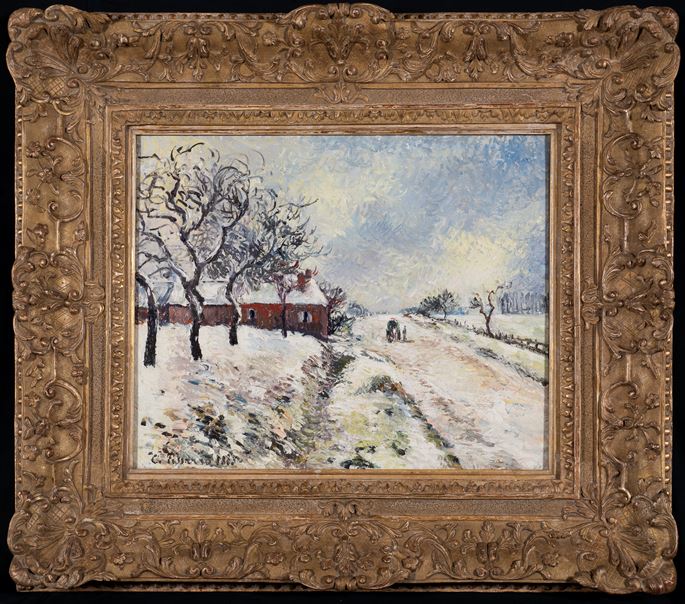 Camille Pissarro - Route Enneigée avec Maison, Environs d&#39;Éragny | MasterArt